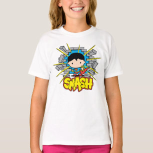 T-shirt Chibi Superman S'Est Brisé À Travers Un Mur De Bri
