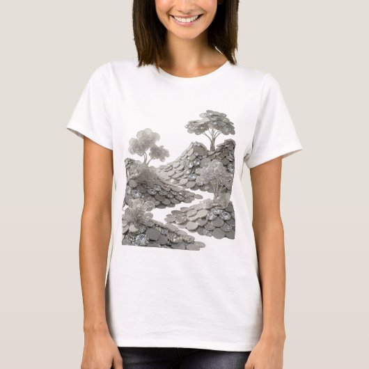 T-shirt Chic Argent ART ABSTRAIT Impression d'art v2 (Devant)