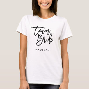 T-shirt Chic Brush tendance noir Script Team Bride