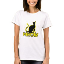 Chic Feline Charme - ‘MEOW’ Chat Silhouette T-Shir
