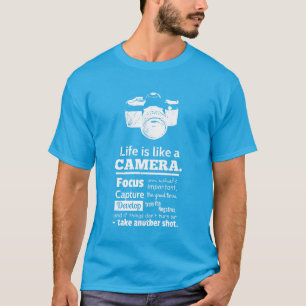 T-shirt Chic La vie est comme un appareil photo citation, 