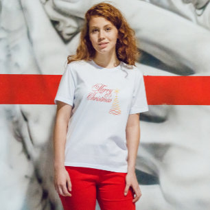 T-shirt Chic moderne Rouge et blanc Joyeux Noël