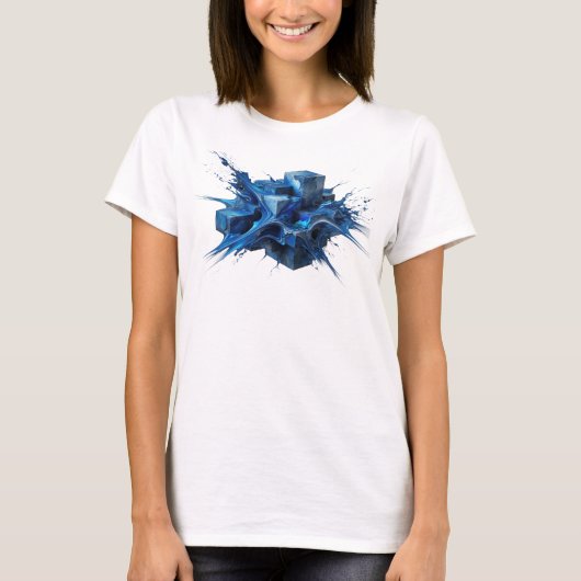 T-shirt Chic Navy Cubes Abstraits Graphisme (Devant)
