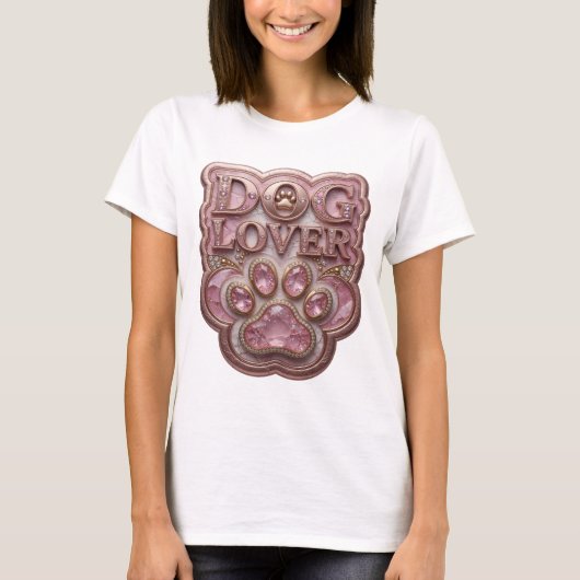T-shirt Chic Or DOG LOVER Texte Art 3D (Devant)