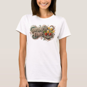 T-shirt Chic Orange BRUNCH TIME Motif Artistique