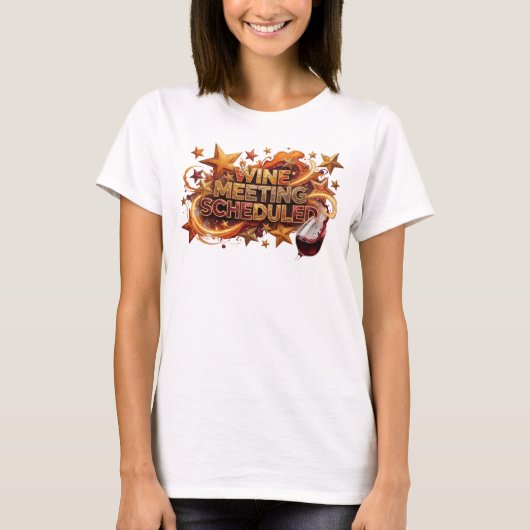 T-shirt Chic Orange RÉUNION VIN PROGRAMMÉE Slogan Tee (Devant)