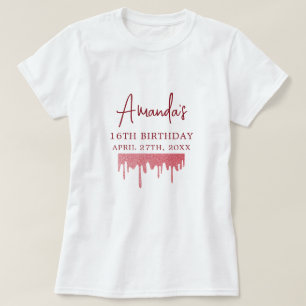 T-shirt Chic Rose Parties scintillant goutte d'or doux 16 