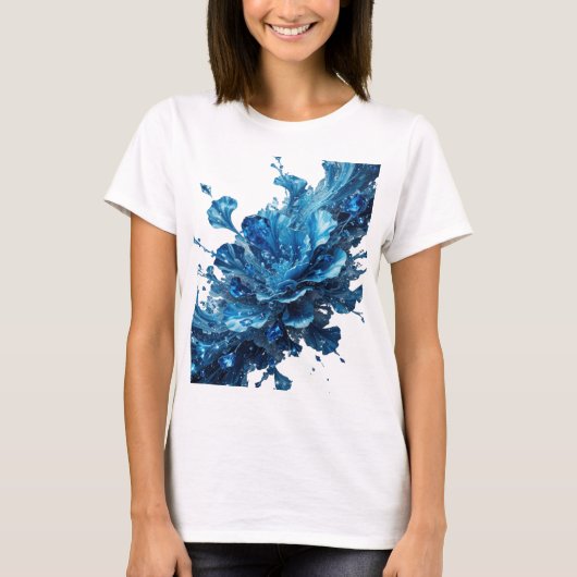 T-shirt Chic Tee Bleu FLEURS D'EAU Déclaration (Devant)