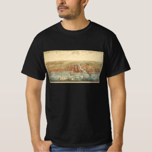 T-shirt Chicago Antique Map, LaSalle Street et River