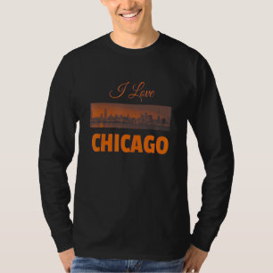 T-shirt Chicago City Skyline Mode élégant Look I Love C