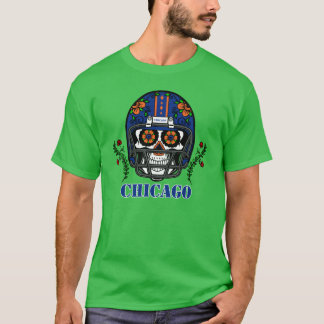 T-shirt Chicago Football Helmet Sugar Skull Day Of The Dea