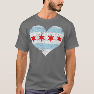 T-shirt Chicago Heart Flag Love Home City