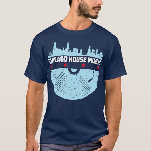 T-shirt Chicago House Music - Vinyl DJ Vintage (Devant)