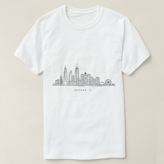 T-shirt Chicago IL Cityscape Illustration (Design devant)