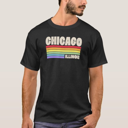 T-shirt Chicago Illinois Pride Rainbow Flag Gay pride Merc (Devant)