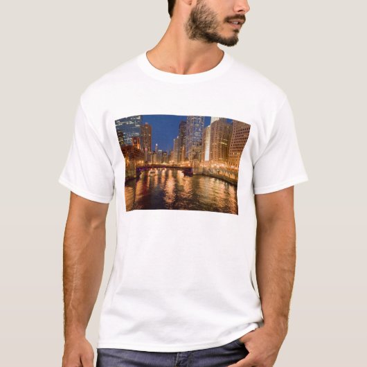 T-shirt Chicago, Illinois, Skyline et Chicago River au 2 (Devant)