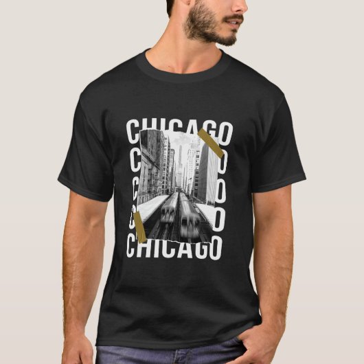 T-shirt Chicago L Plateforme Trains Et Skyscraps Photo St (Devant)