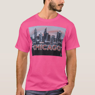 T-shirt Chicago Night Lights lettres en Red Dusk The Wi