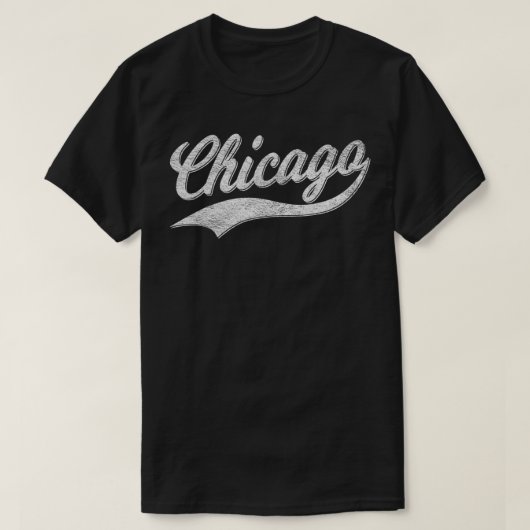 T-SHIRT CHICAGO RETRO CLASSIQUE SPORTS SCRIPT CURSIVE TEXT (Design devant)