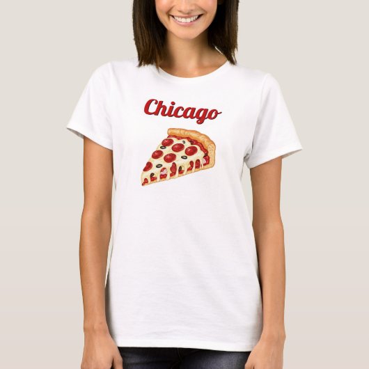T-shirt Chicago Retro Deep Dish Pizza (Devant)