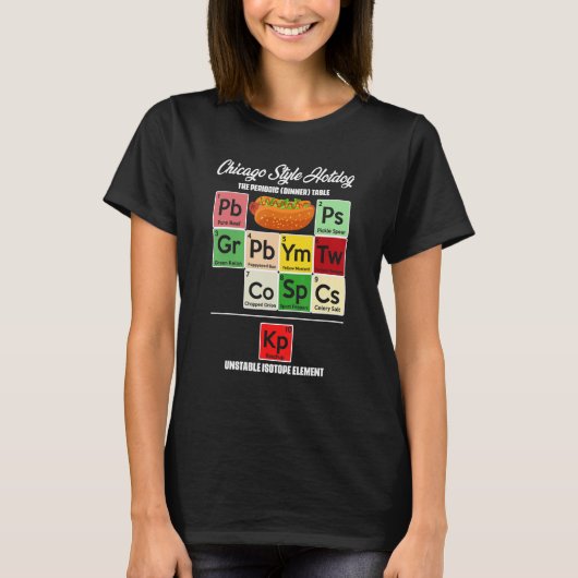 T-shirt Chicago Style Hot Dog Periodic Dinner Table of Ele (Devant)