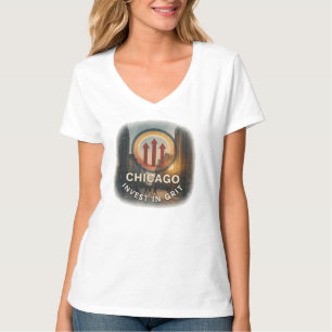 T-shirt Chicago V-Neck Tee Grit Féminin Quotidien