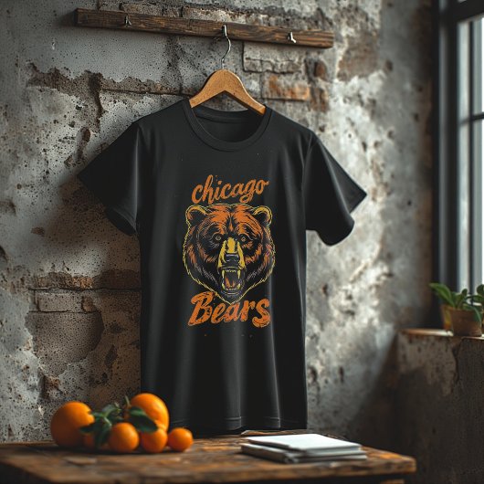T-shirt chicago Wild Bear, Vintage Grizzly Graphic