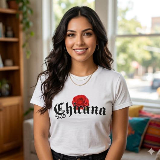 T-shirt Chicana Rose Rouge