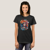 T-shirt Chicano Girl Mexico Flowers Death Pretty 8 (Devant entier)