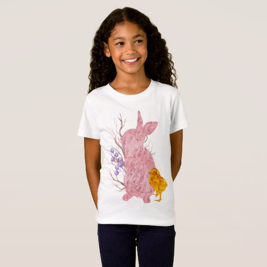 T-Shirt Chiche rose lapin de coton Fille de printemps de P (Devant entier)