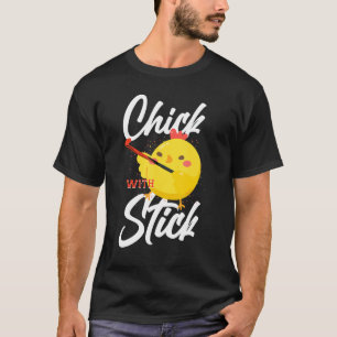 T-shirt Chick au poulet avec bâton de hockey sur gazon
