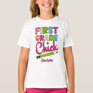 T-shirt Chick Coloré De Première Année Retour À L'École