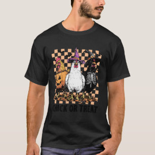 T-shirt Chick Or Treat Sorcière Halloween Poulet Effrayant