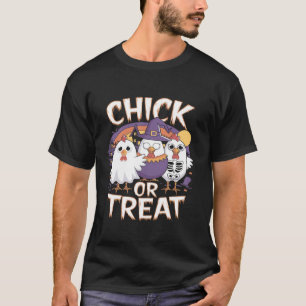 T-shirt Chick Ou Traiter Drôle Sorcière Poulet Halloween S