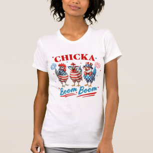 T-shirt Chicka Boom Boom Poulet Patriotique Quatre Juillet