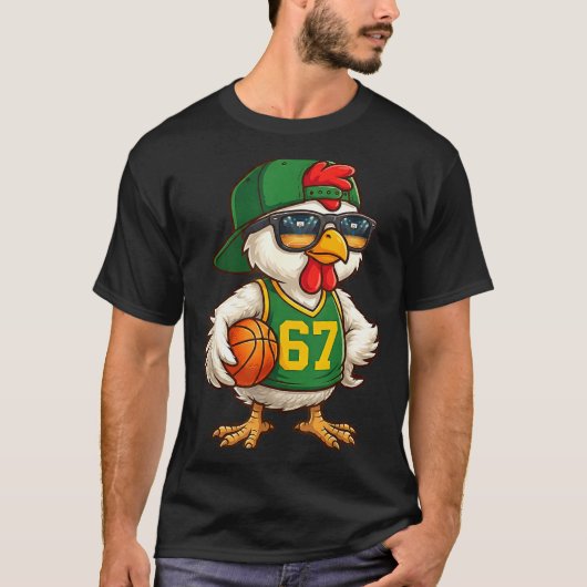 T-shirt Chicken Basketball 67 Gen Alpha Slang Srts Men Boy (Devant)
