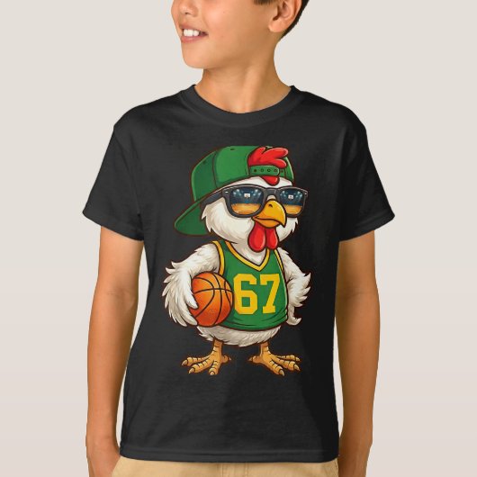T-shirt Chicken Basketball 67 Gen Alpha Slang Srts Men Boy (Devant)