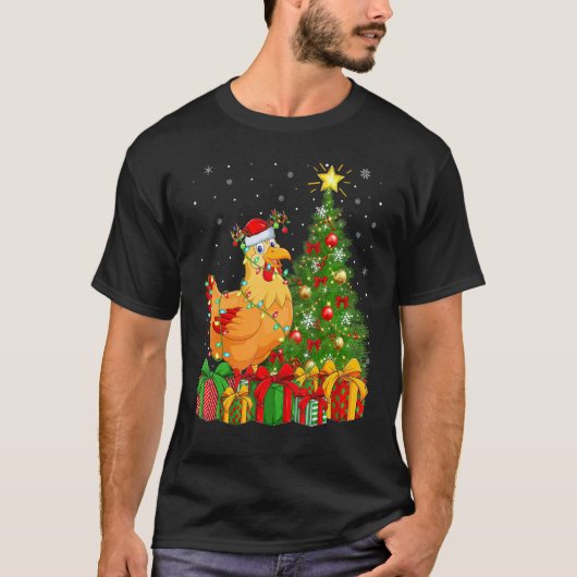 T-shirt Chicken Bird   Xmas Holiday Santa Chicken Christma (Devant)