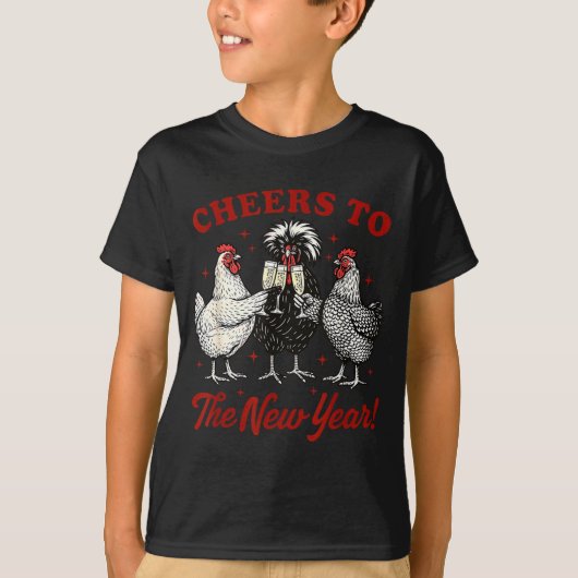 T-shirt Chicken Cheers To The New Year  (Devant)