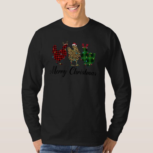 T-shirt Chicken Christmas Lights Xmas   Chicken   Leopard (Devant)