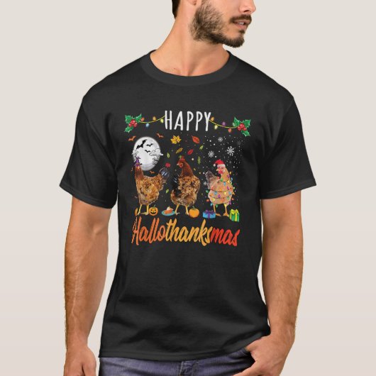 T-shirt Chicken HalloThanksMas Halloween Autumn Christmas  (Devant)