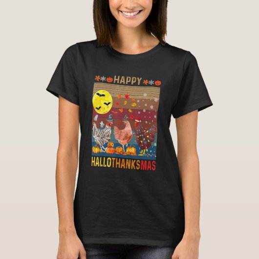 T-shirt Chicken Halloween Happy (Devant)