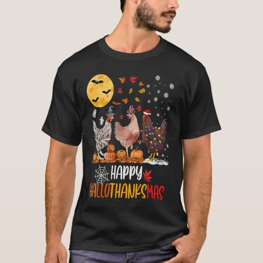 T-shirt Chicken Happy HalloThanksMas  Halloween Thanksgivi (Devant)