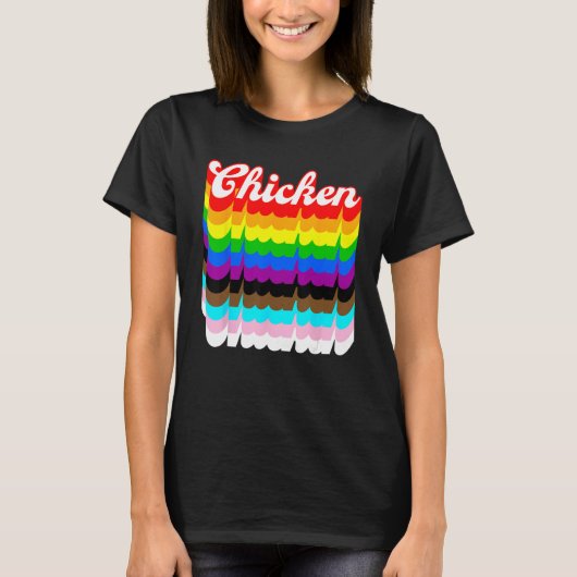 T-shirt Chicken LGBTQ pride rainbow (Devant)