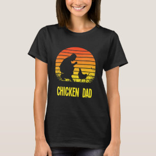 T-shirt Chicken Papa Retro Sunset Farmer Chicken Propriéta