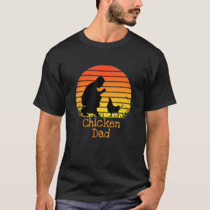 T-shirt Chicken Papa Vintage Retro Sunset Chicken Farmer