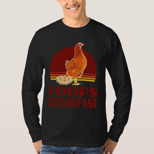T-shirt Chicken Poops Breakfast Vintage (Devant)