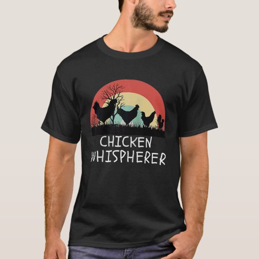 T-shirt Chicken Whisperer with Retro Sunset Backyard Chic (Devant)