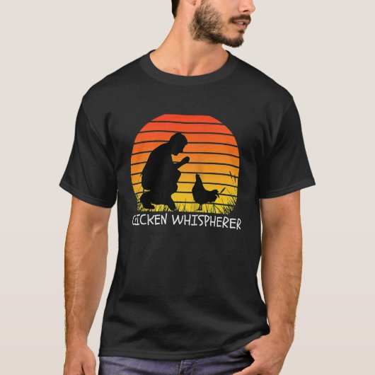 T-shirt Chicken Whisperer with Retro Sunset  Backyard Chic (Devant)