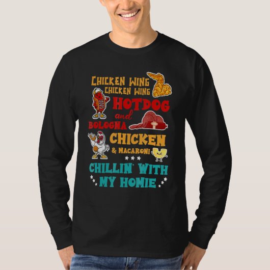 T-shirt Chicken Wing Hot Dog Et Bologne Chicken & Macaron (Devant)